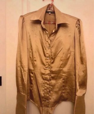 Body camicia raso color oro