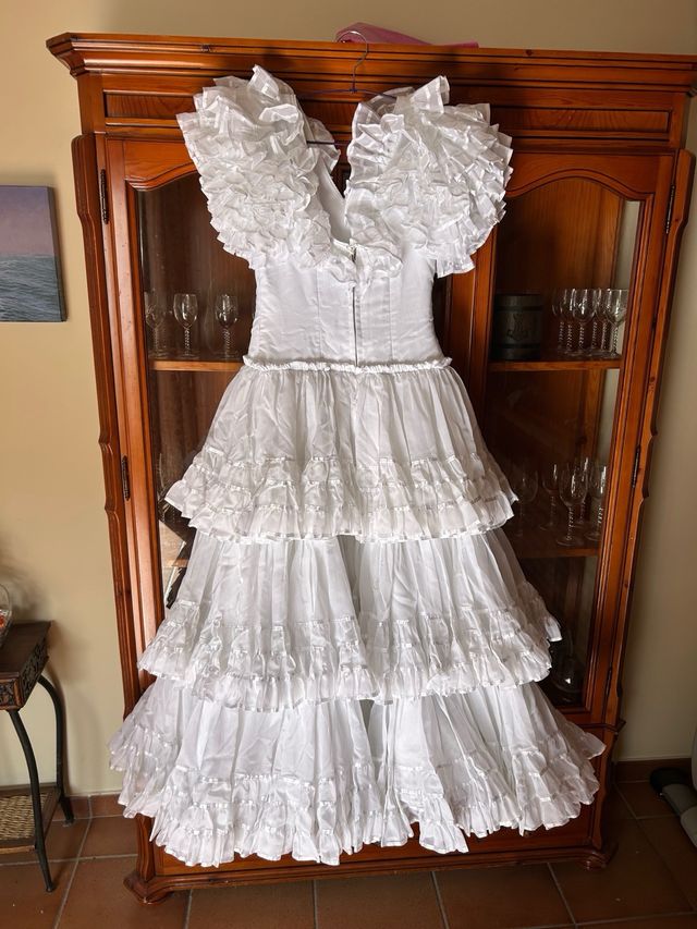 Traje Flamenca Blanco Hecho a Mano
