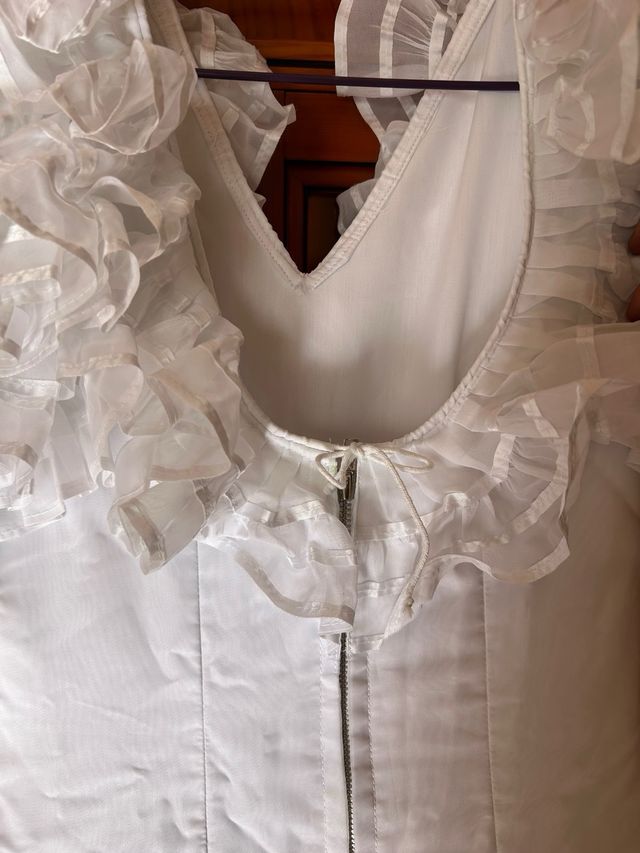 Traje Flamenca Blanco Hecho a Mano