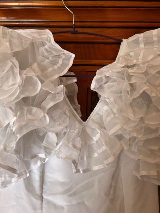 Traje Flamenca Blanco Hecho a Mano