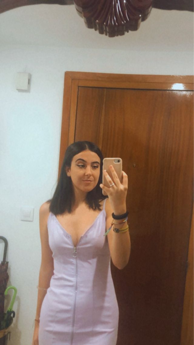 Vestido lila tirantes cremallera frontal