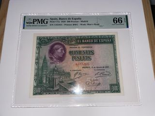 Billete 500 Pesetas 1928 PMG 66 EPQ
