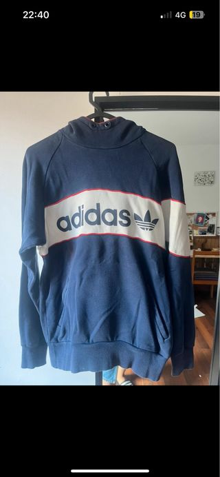 Sudadera Adidas Vintage Azul y Blanca