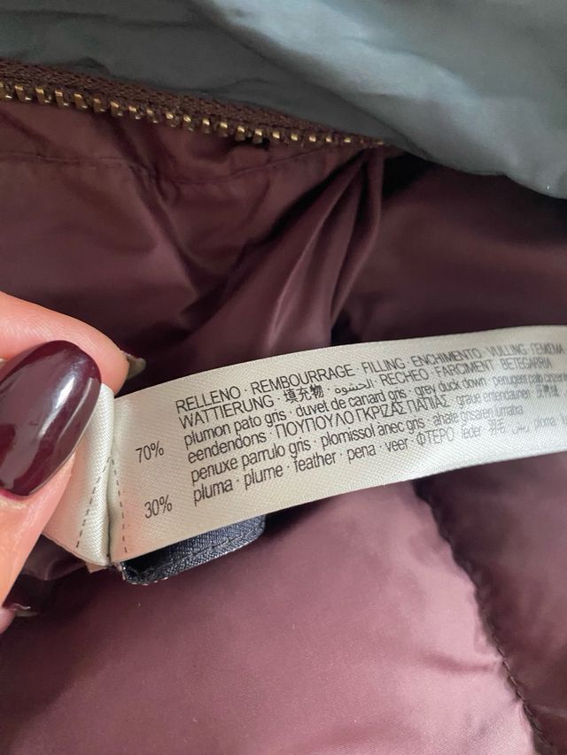 Plumífero Uterqüe reversible plumón berenjena/azul