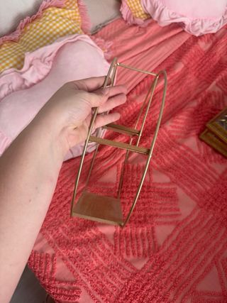 Estantería redonda dorada y madera mini deco home