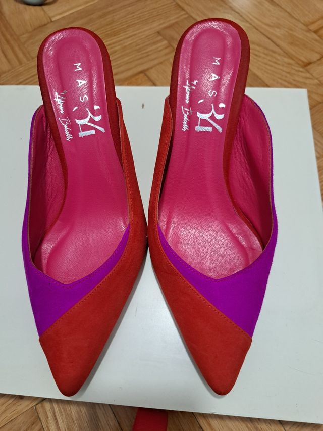 Zapatos Mas34 mules color Rojo y Morado