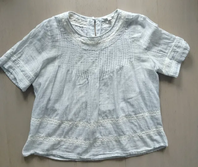 Blusa Cortefiel Rayas Encaje Talla 44/46