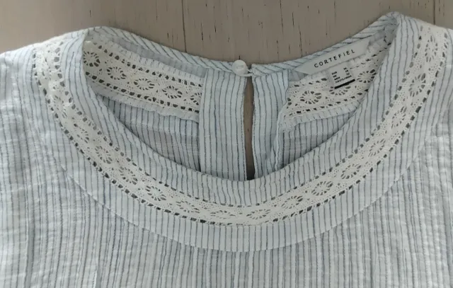 Blusa Cortefiel Rayas Encaje Talla 44/46