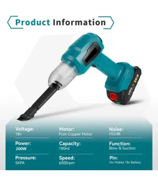 Aspirador y soplador de mano 200W 21V + Accesorios