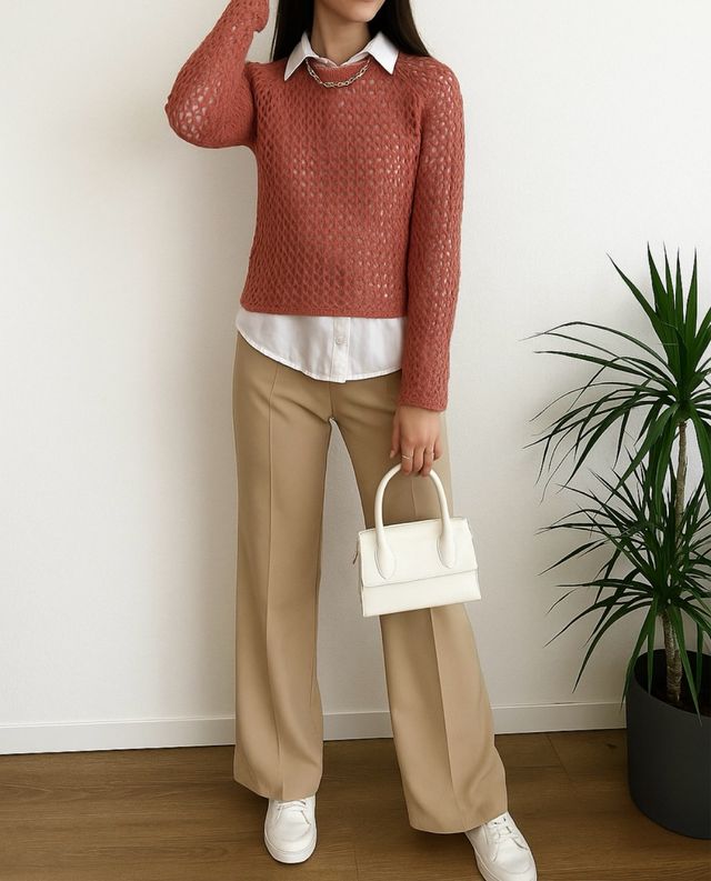 Jersey punto calado coral talla XS