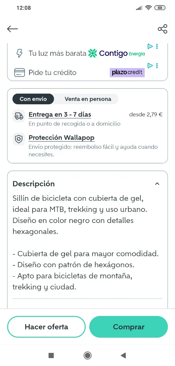 Sillín Gel Trekking Bikemate