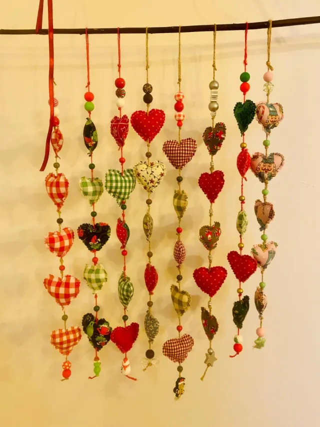 Guirnalda Corazones Navidad Tela