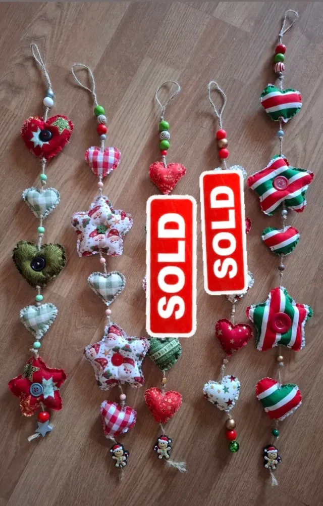 Guirnalda Corazones Navidad Tela