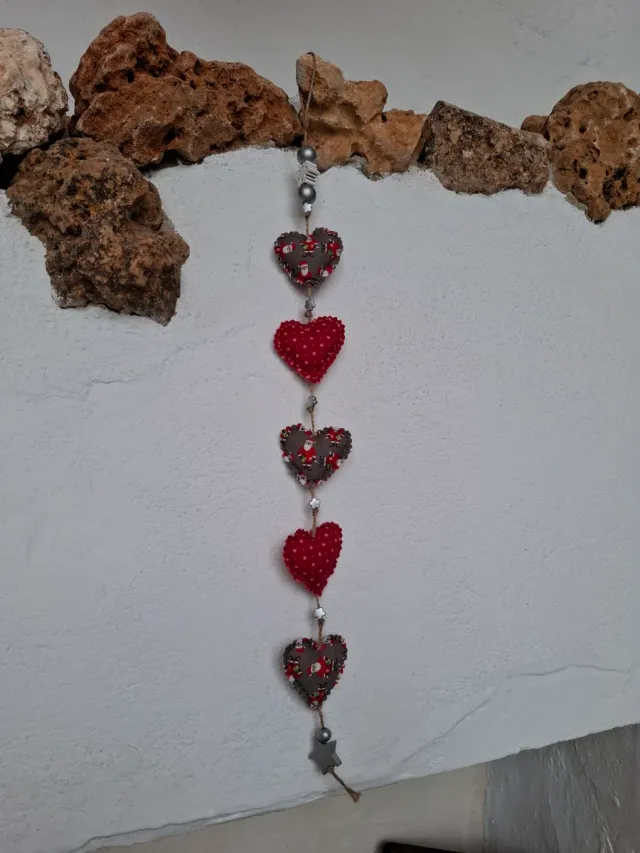 Guirnalda Corazones Navidad Tela