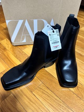 Botines Zara Negro Talla 42 Nuevos. PIEL