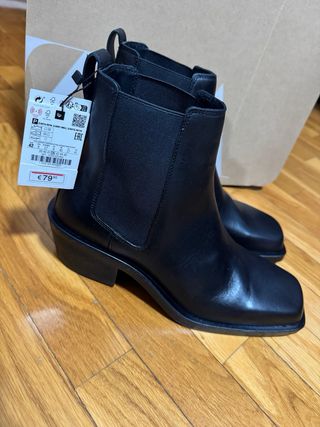 Botines Zara Negro Talla 42 Nuevos. PIEL