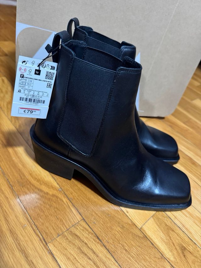 Botines Zara Negro Talla 42 Nuevos. PIEL