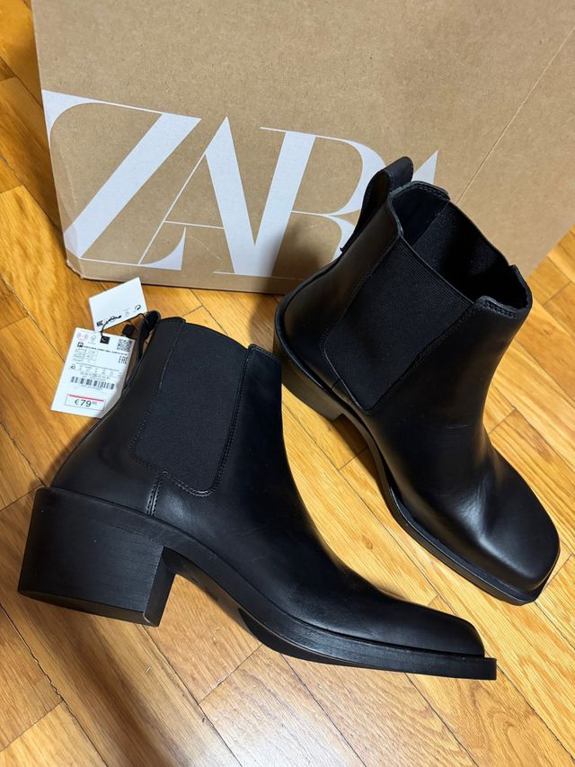 Botines Zara Negro Talla 42 Nuevos. PIEL