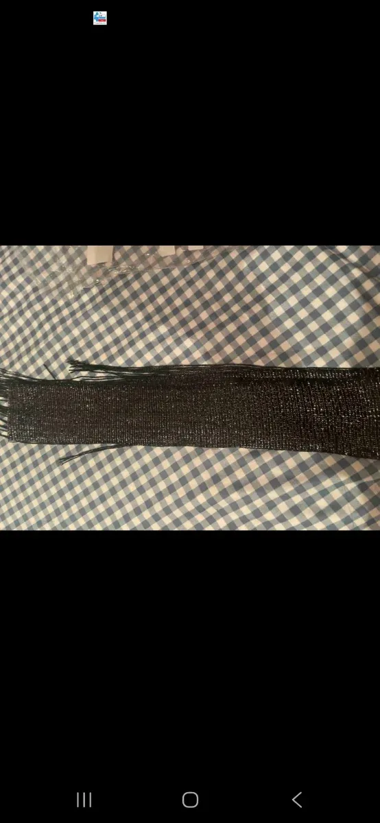 Chal pañuelo negro hilos plateados