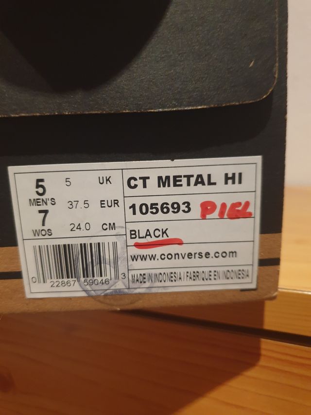 Botas Converse Piel Negras Talla 37.5