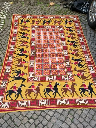 Tappeto persiano lana giallo e rosso arazzo 180x12