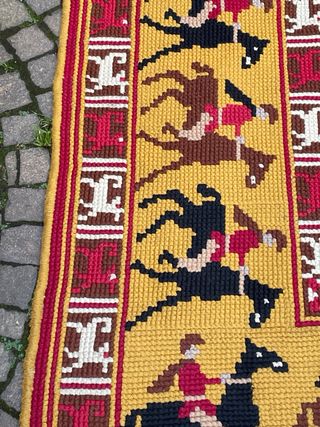 Tappeto persiano lana giallo e rosso arazzo 180x12