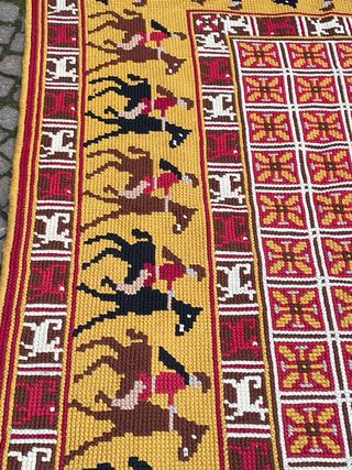 Tappeto persiano lana giallo e rosso arazzo 180x12