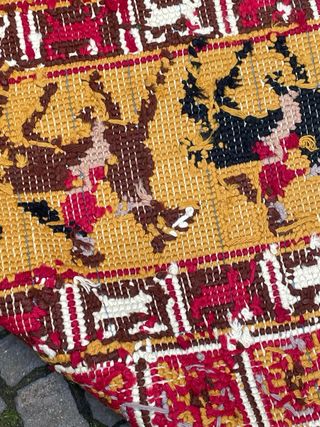 Tappeto persiano lana giallo e rosso arazzo 180x12