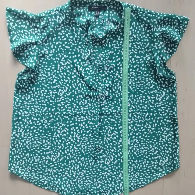 Blusa Cortefiel verde con estampado blanco T.44/46