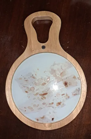 Tagliere per torrone in legno e vetro