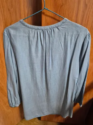 Camisa vaquera bordada floral XXL