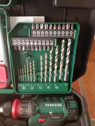 Taladro Parkside con accesorios completísimo