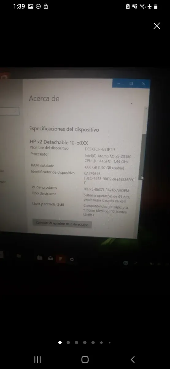 PORTATIL TACTIL HP x2  4GB RAM Táctil