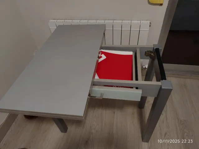 Mesa cocina extensible cajón 80x40 a 80x80