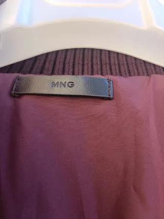 Chaqueta Bomber Mango Bicolor Beige y Marrón