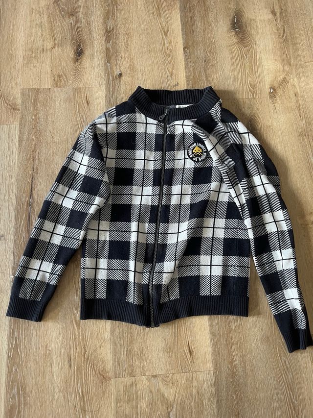 Cardigan a quadri con zip