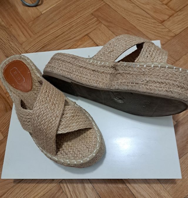 Sandalias cuña yute cruzadas
