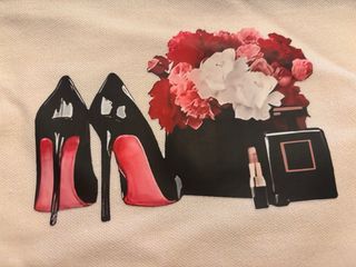 Neceser maquillaje tacones y flores 15x22cm.