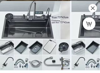 Fregadero moderno negro y gris