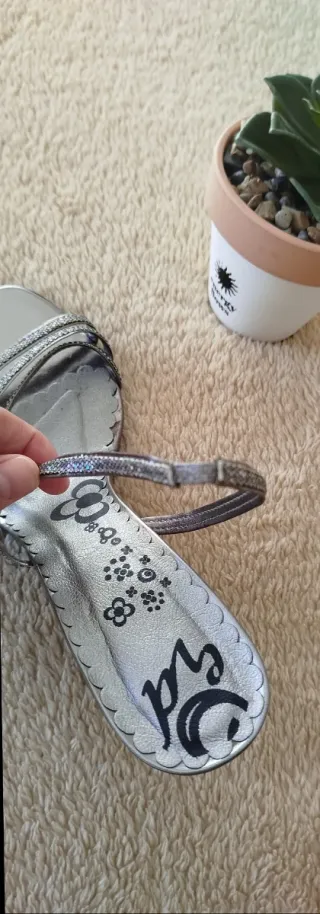 Sandalias de fiesta plateadas talla 39