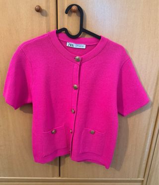 Chaqueta Zara Rosa Botones Bolsillos