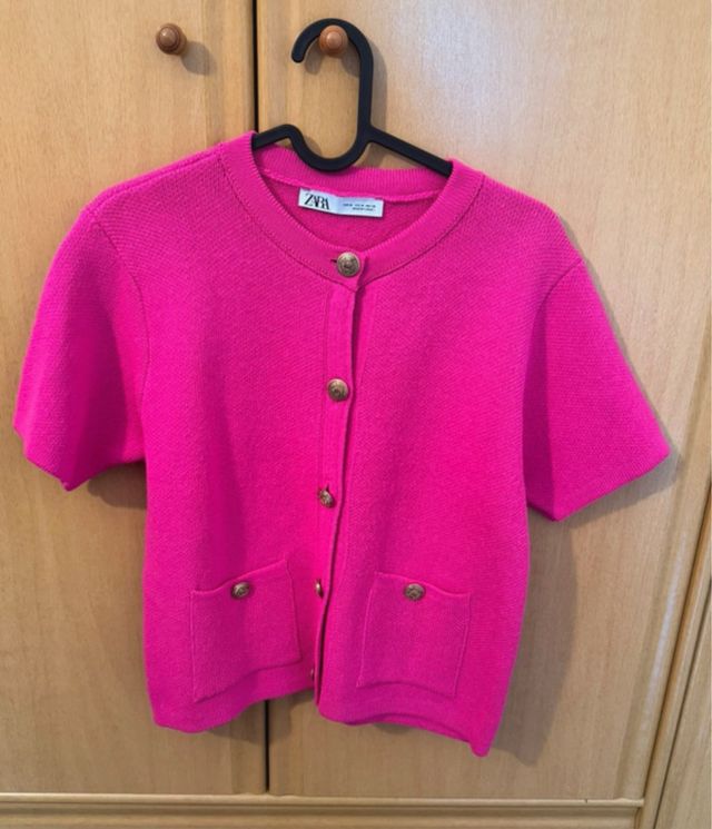 Chaqueta Zara Rosa Botones Bolsillos