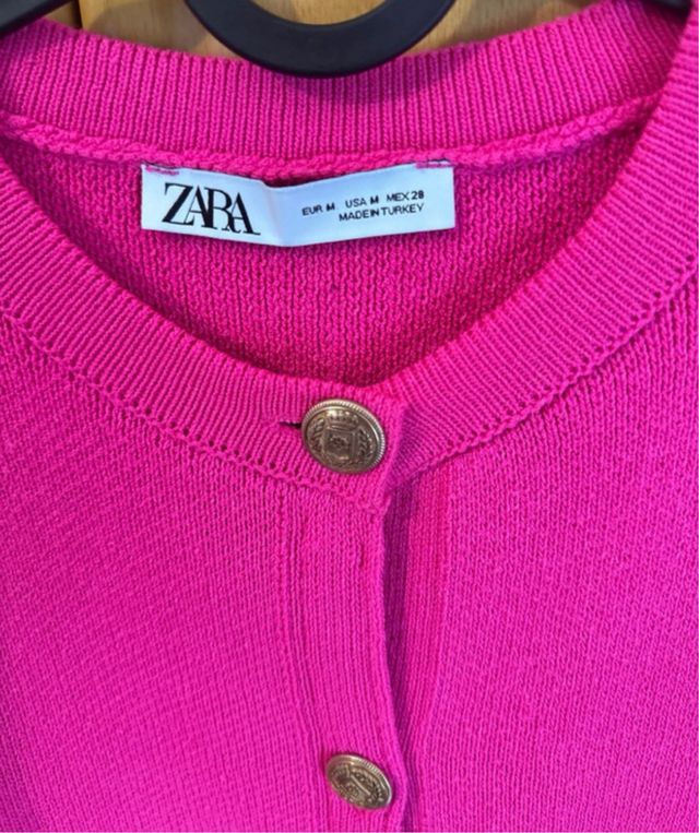 Chaqueta Zara Rosa Botones Bolsillos