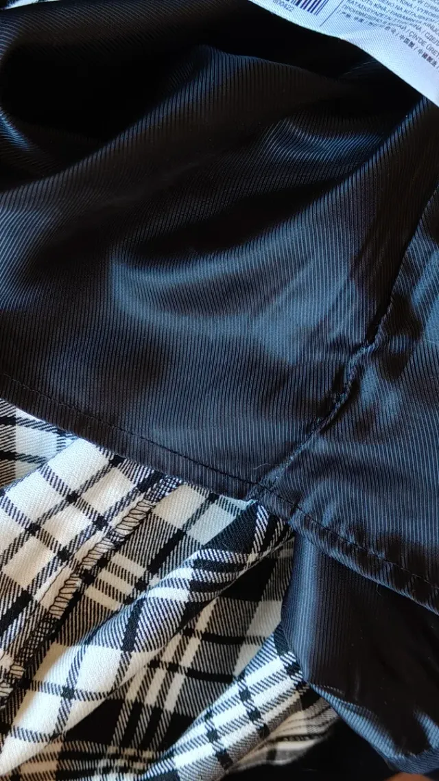 SIN USAR. Vestido Peto Pichi Cuadros Blanco y Negr