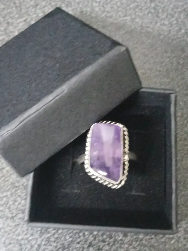 Anel Artesanal Indiano Pedra Ametista