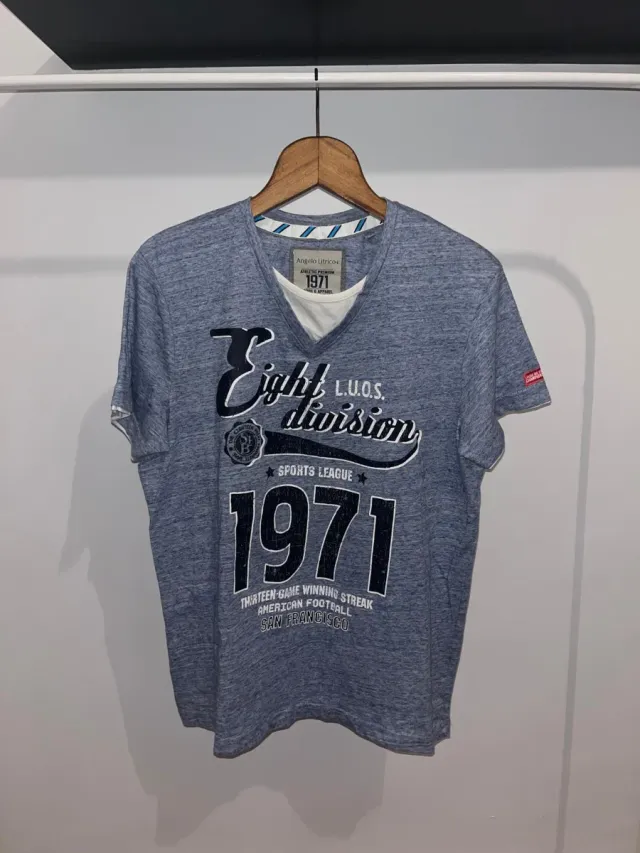 Camiseta Angelo Littrico Vintage Azul/Blanco