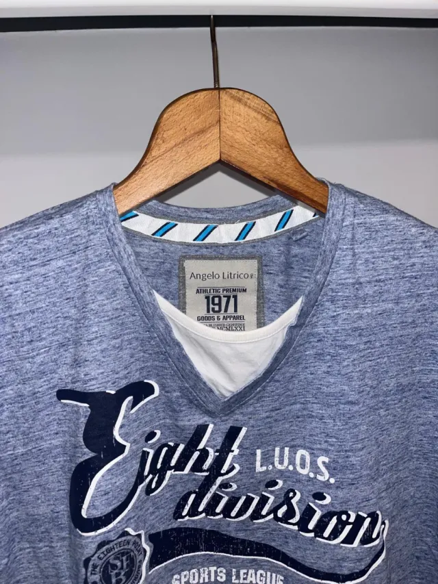 Camiseta Angelo Littrico Vintage Azul/Blanco