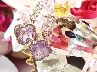 Pendientes trébol amatista plata