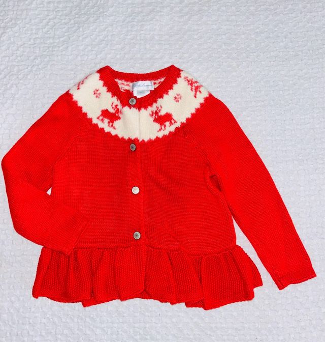 Jersey niña rebeca roja renos