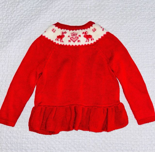Jersey niña rebeca roja renos